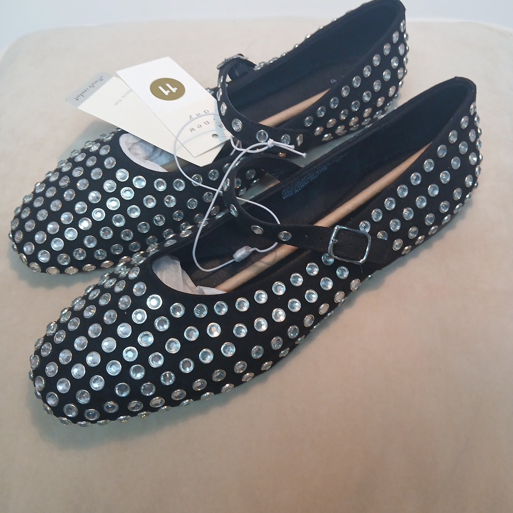 A New Day Black Flats with Silver Accents